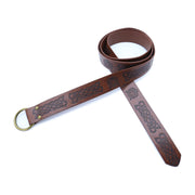 Brown knotwork ring belt with beast heads