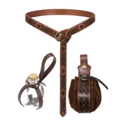 Brown knight belt with bottle holder and pouch