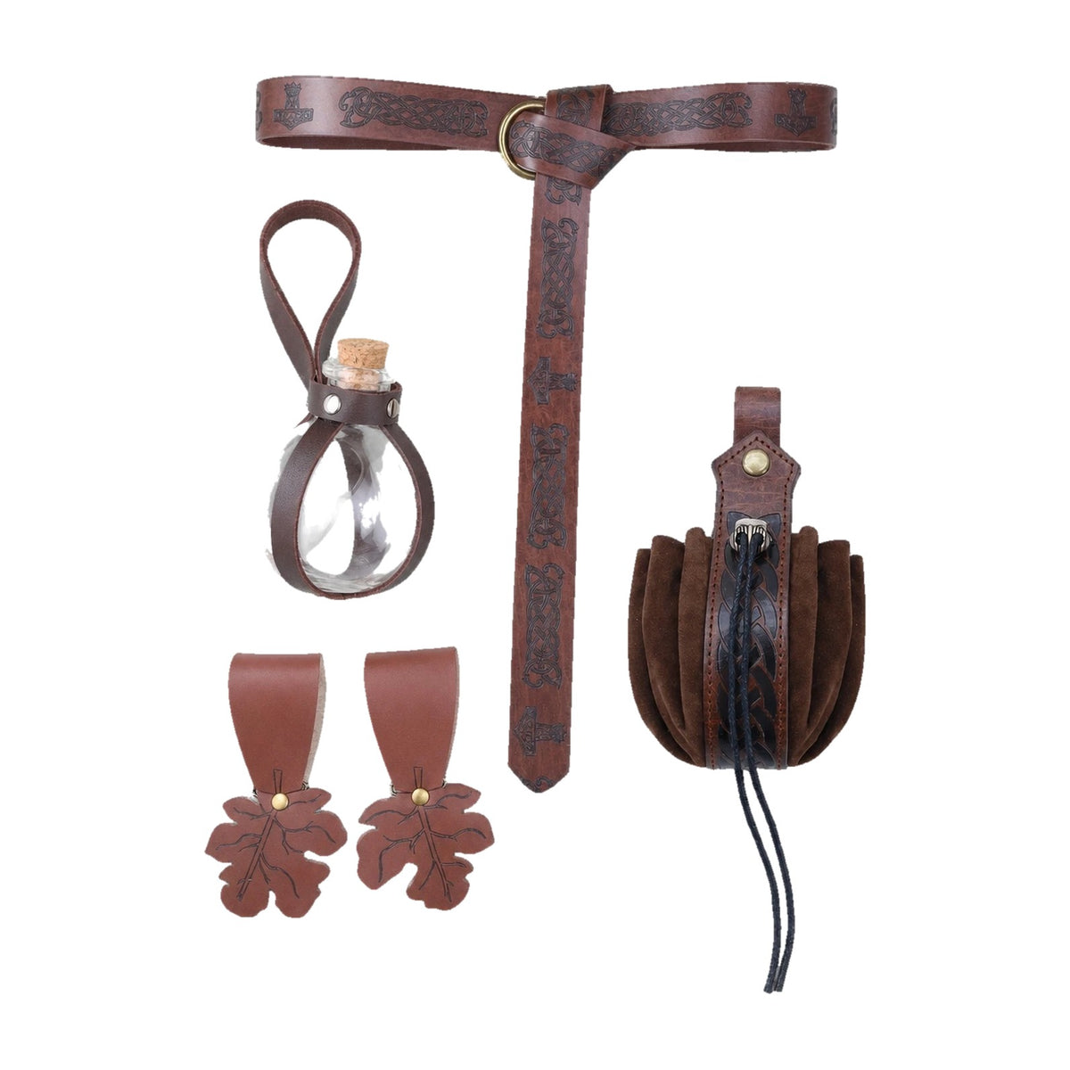 Brown belt kit with two oak leaf hangers