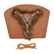Brown bull head bracer with fur trim