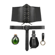 Black corset belt set with bottle holder