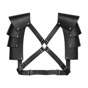 Black double pauldrons with cross straps