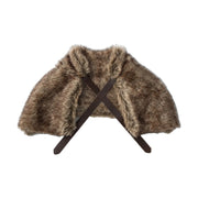 Brown faux fur shoulder cape with cross straps