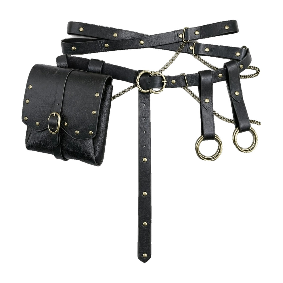 Black crossed belt with flap pouch