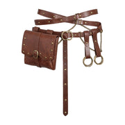 Brown crossed belt with flap pouch