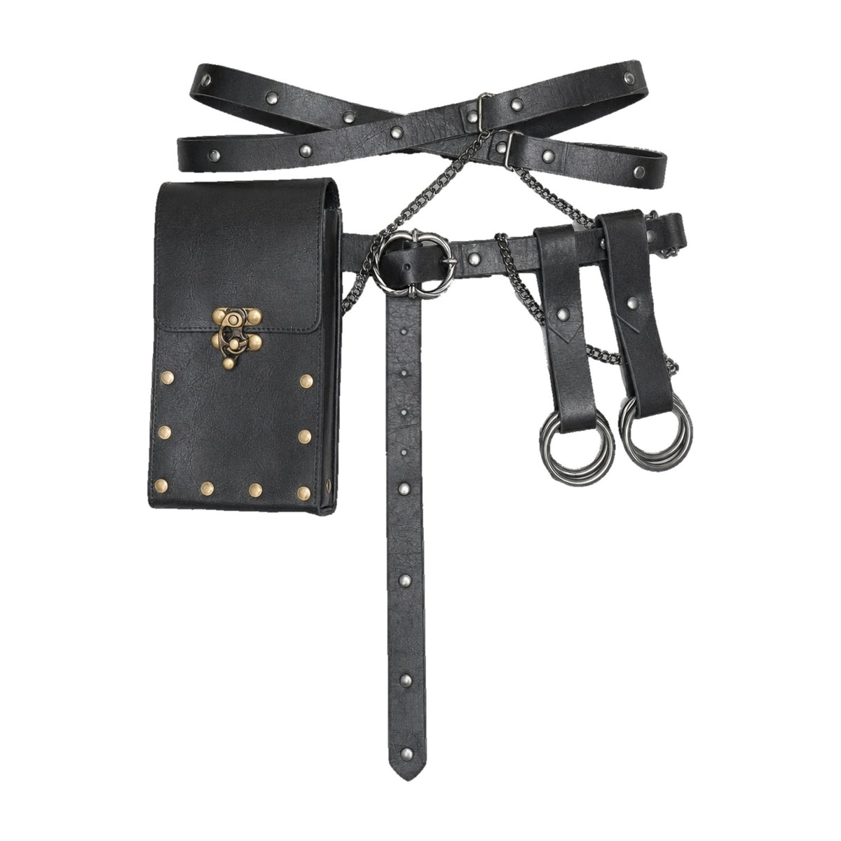 Black crossed belt with tall pouch
