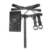 Black crossed belt with tall pouch