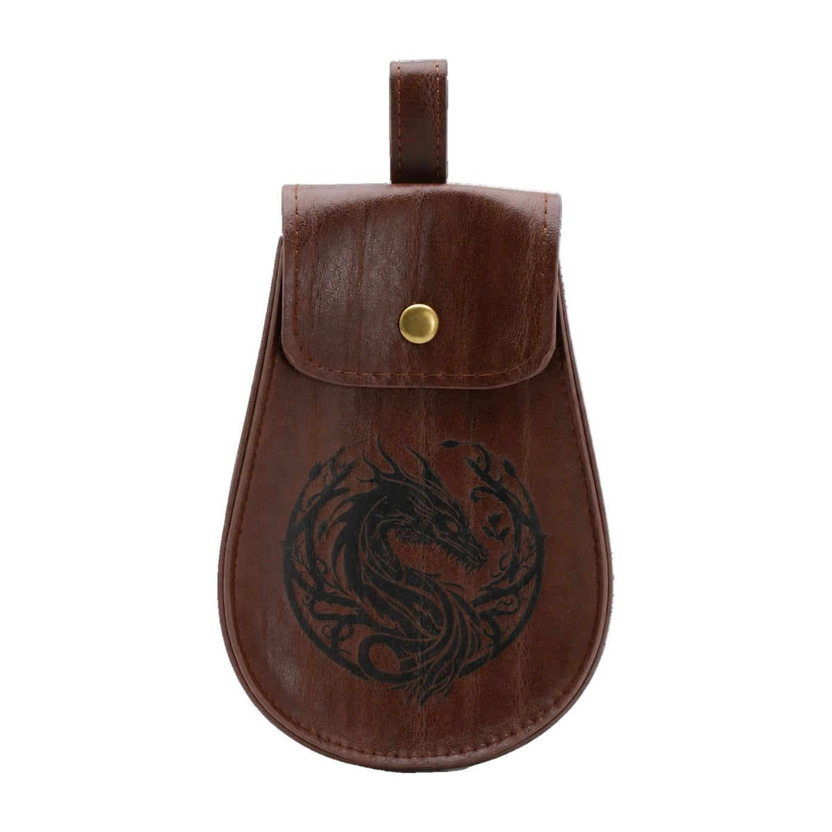 Brown dragon emblem belt pouch