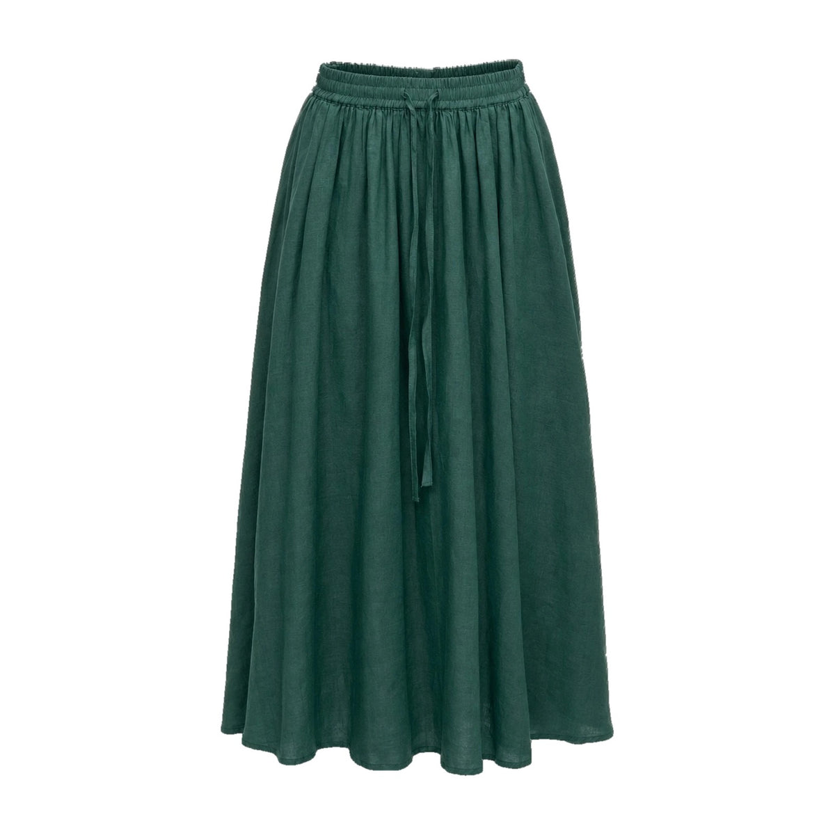 Dark green drawstring ramie skirt