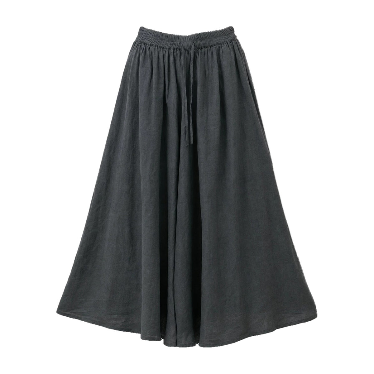 Dark grey drawstring ramie skirt