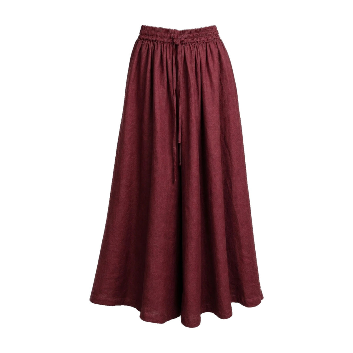 Deep red drawstring ramie skirt