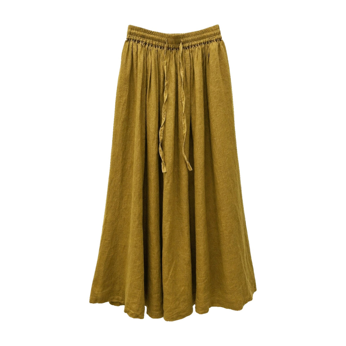 Ginger yellow drawstring ramie skirt
