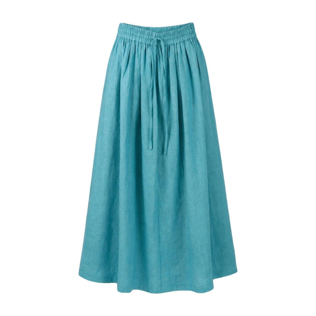 Light blue drawstring ramie skirt