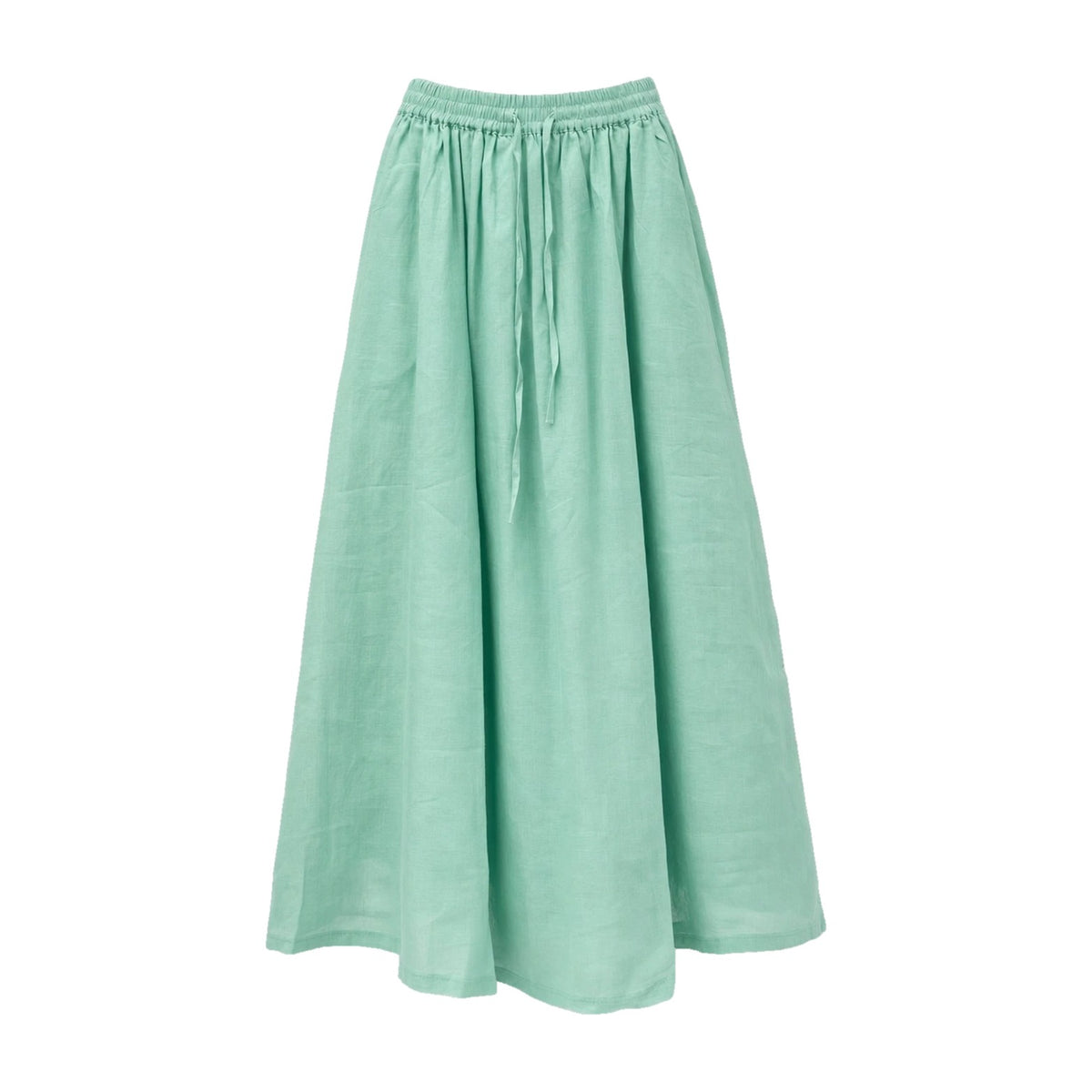 Mint green drawstring ramie skirt