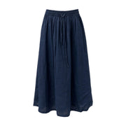 Navy drawstring ramie skirt