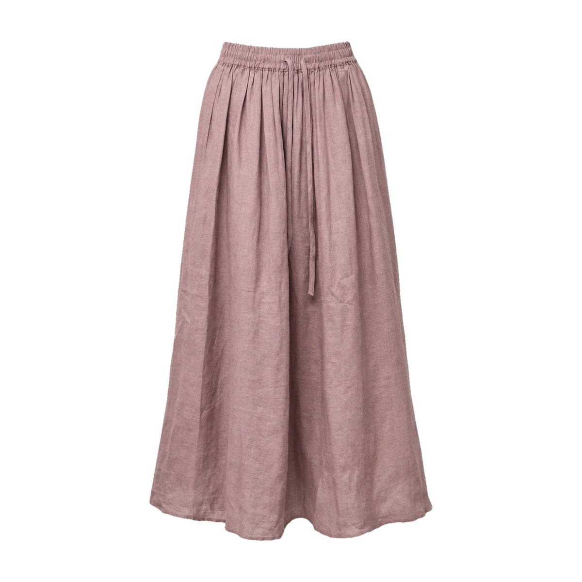 Pale pink drawstring ramie skirt