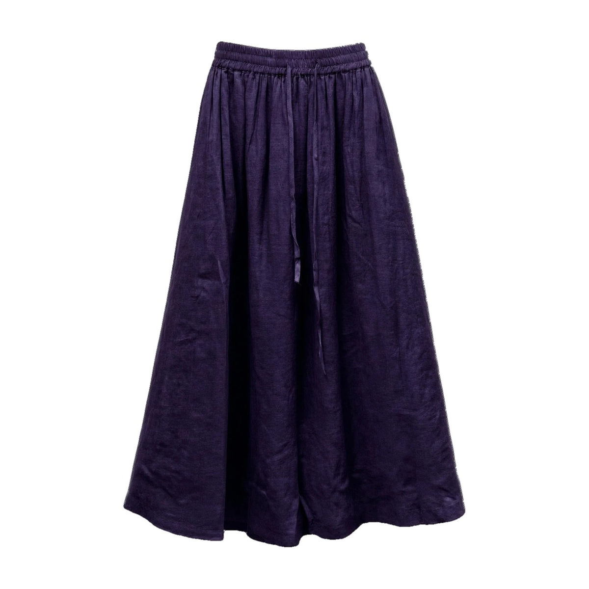 Purple drawstring ramie skirt