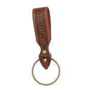 Brown embossed belt key ring