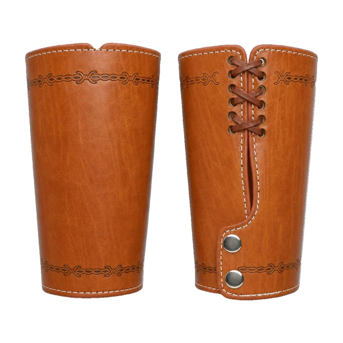Brown embossed cuff bracers