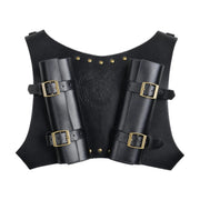 Black faux leather double sword harness
