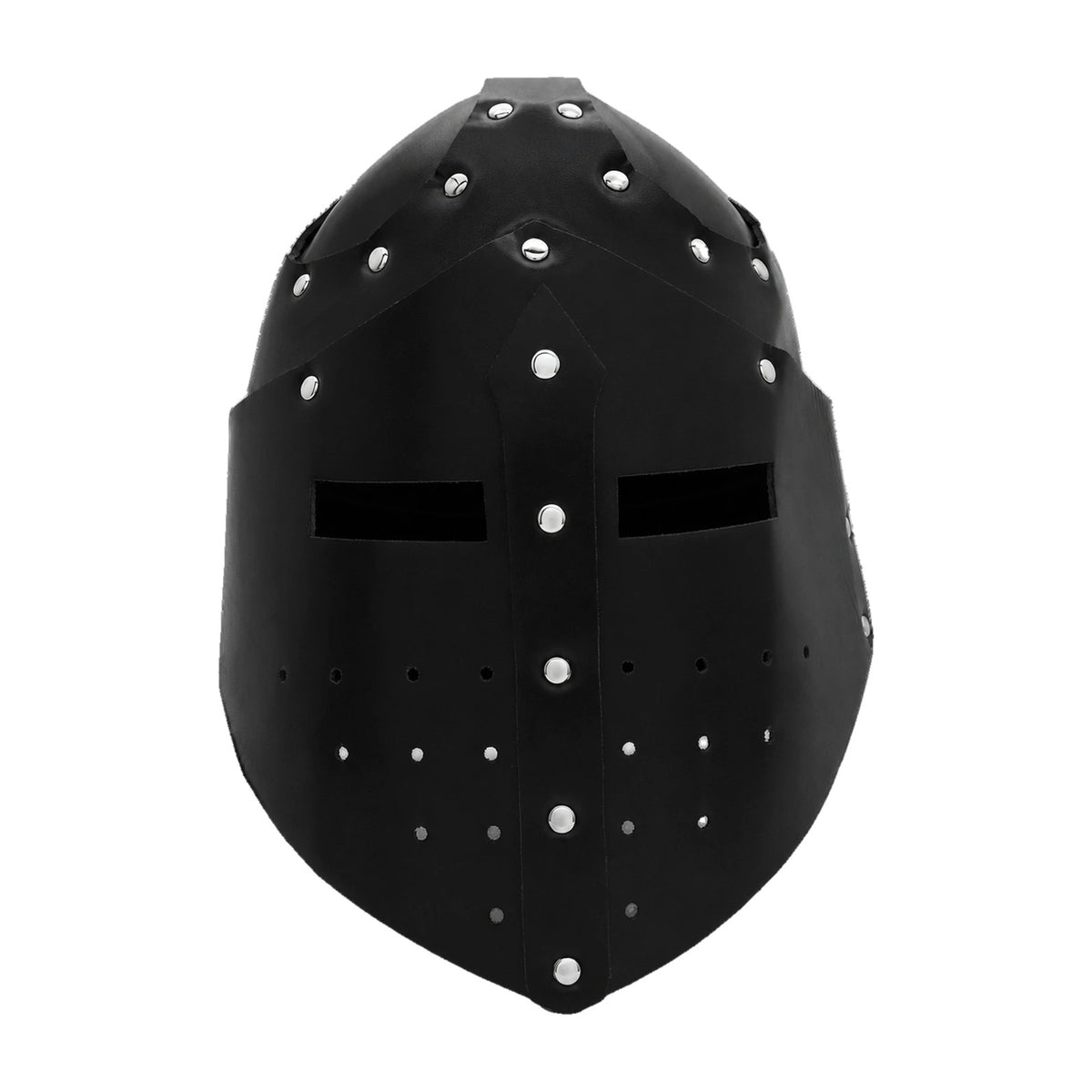Black faux leather great helm