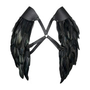 Black feathered double pauldrons