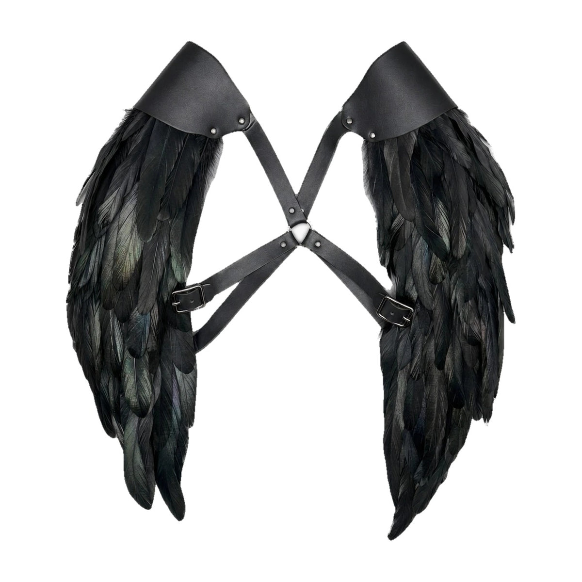 Black feathered double pauldrons
