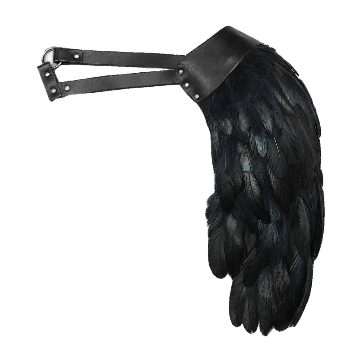 Black feathered single pauldron