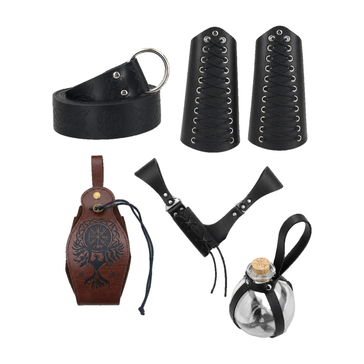 Black five-piece belt kit with bracers