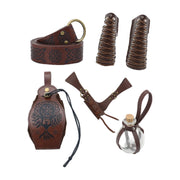 Brown five-piece belt kit with bracers