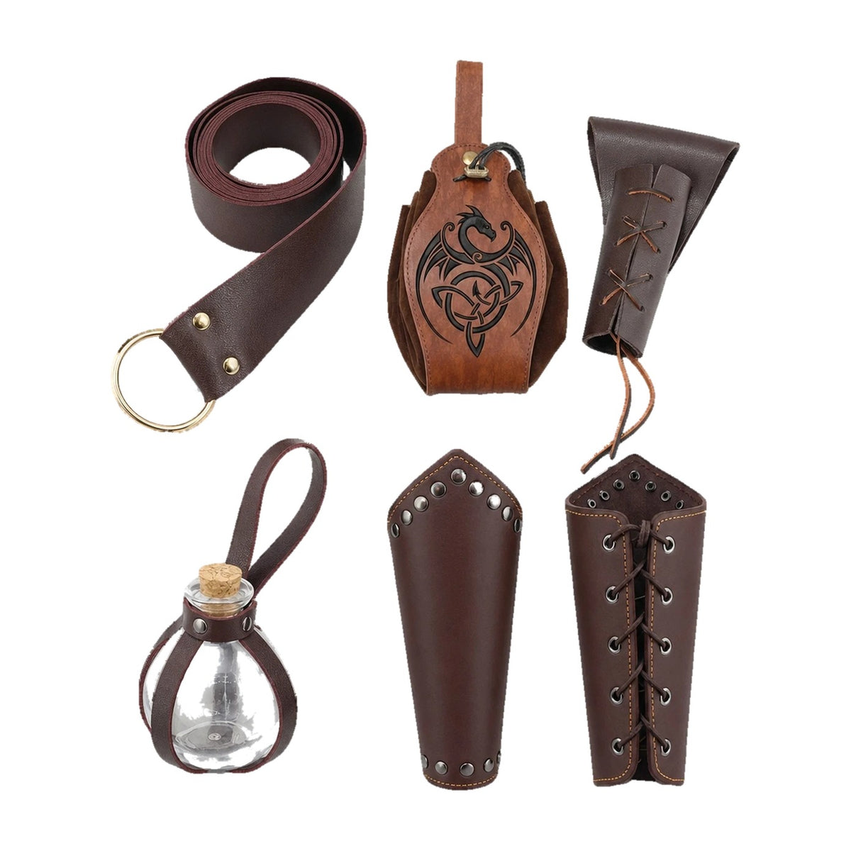 Brown five-piece knight belt kit