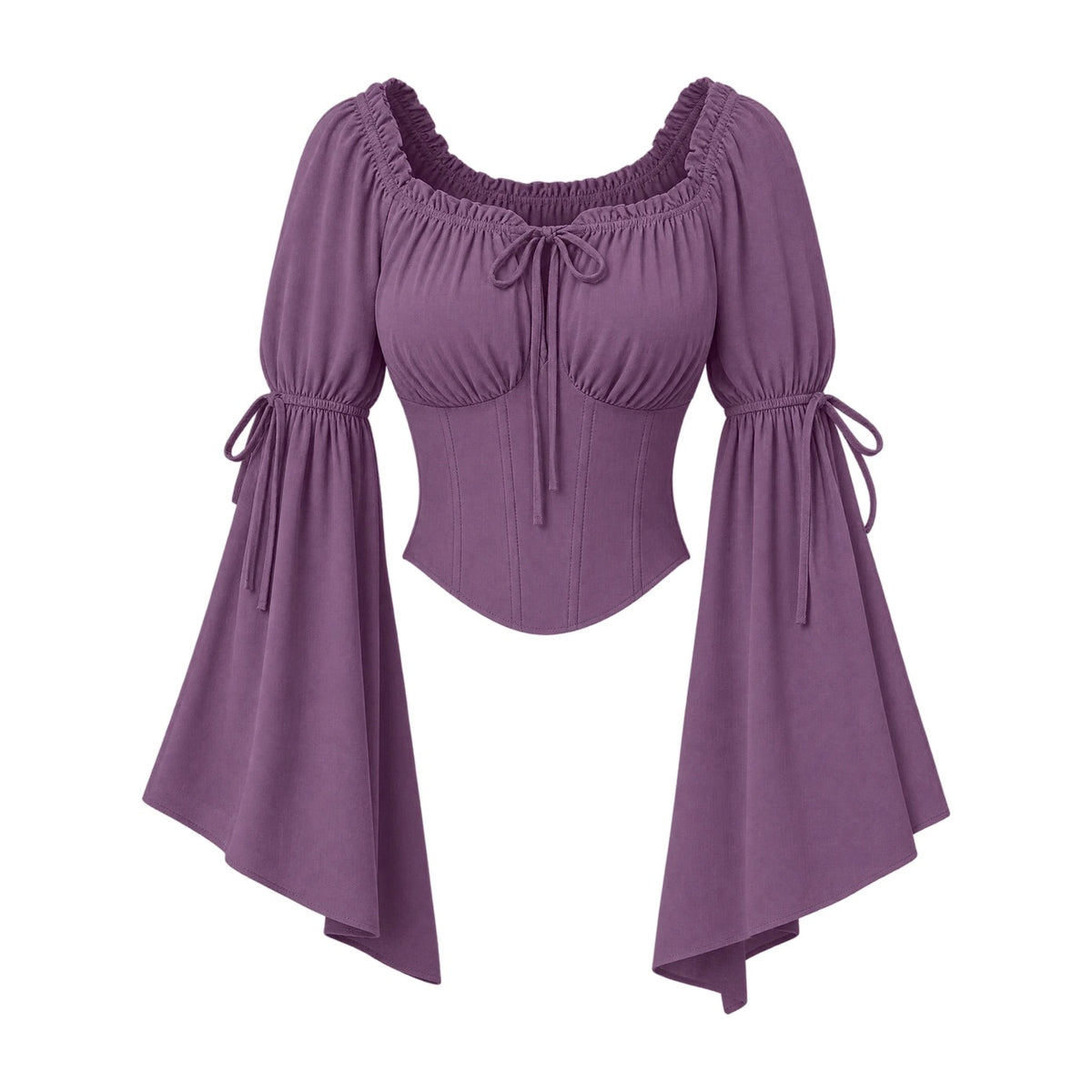 Purple flared-sleeve renaissance blouse