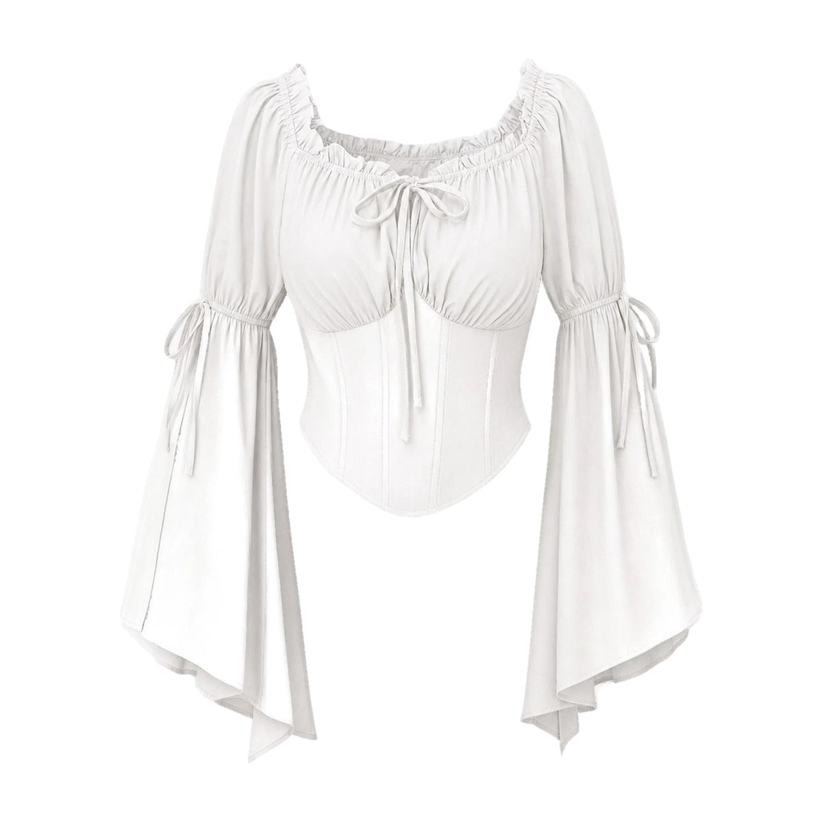 White flared-sleeve renaissance blouse