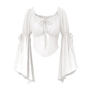 White flared-sleeve renaissance blouse