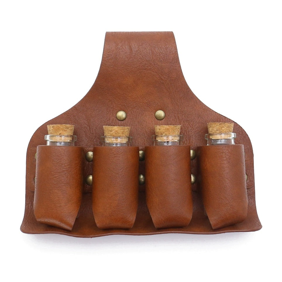 Brown four-vial potion belt holder