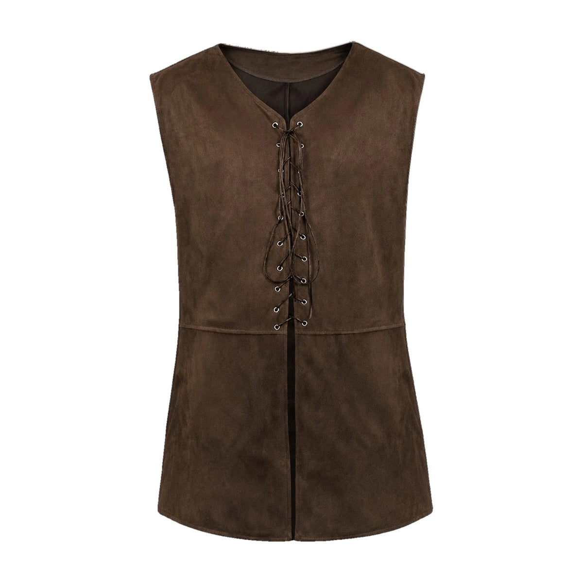 Dark brown front-laced sleeveless vest
