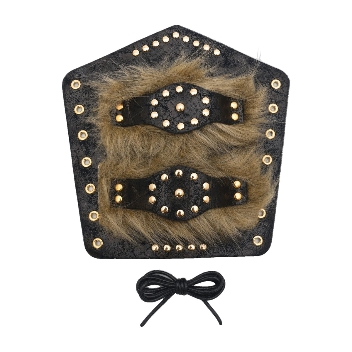 Black fur bracer with studded straps