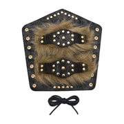 Black fur bracer with studded straps