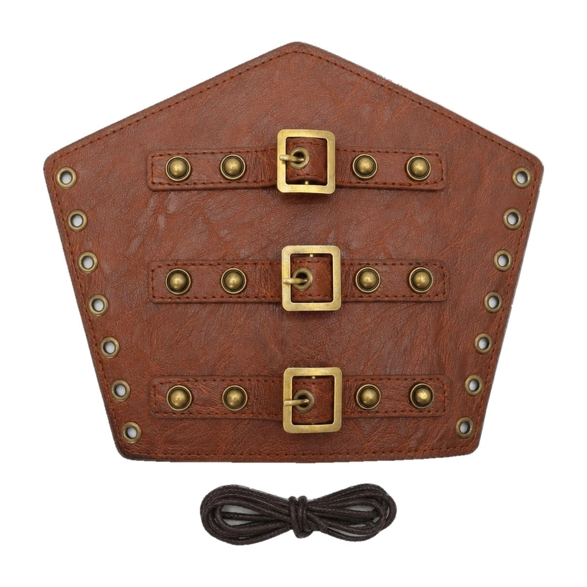 Brown gold-stud pentagon bracer