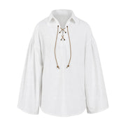White kids' lace-up renaissance shirt