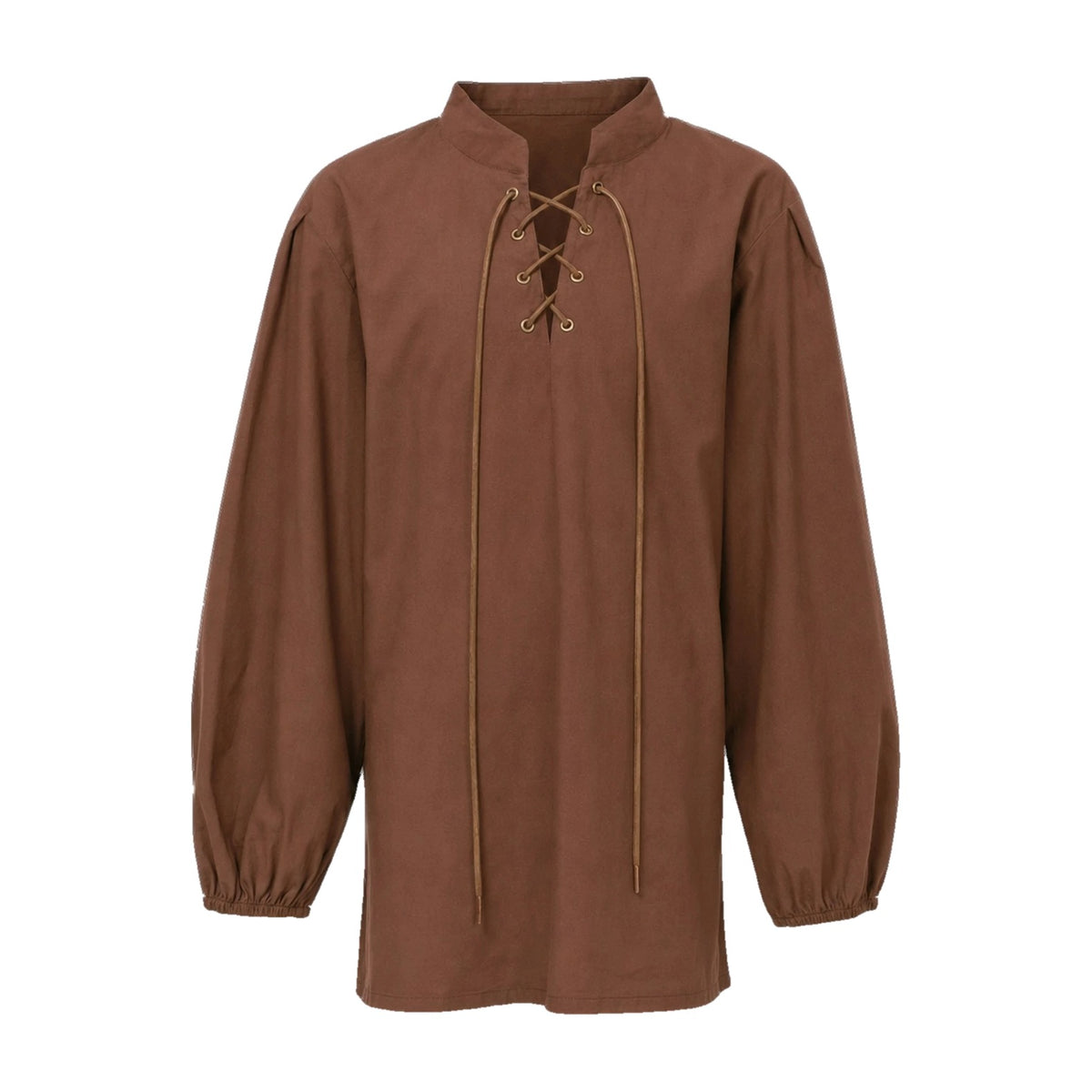 Dark brown kids' stand-collar shirt
