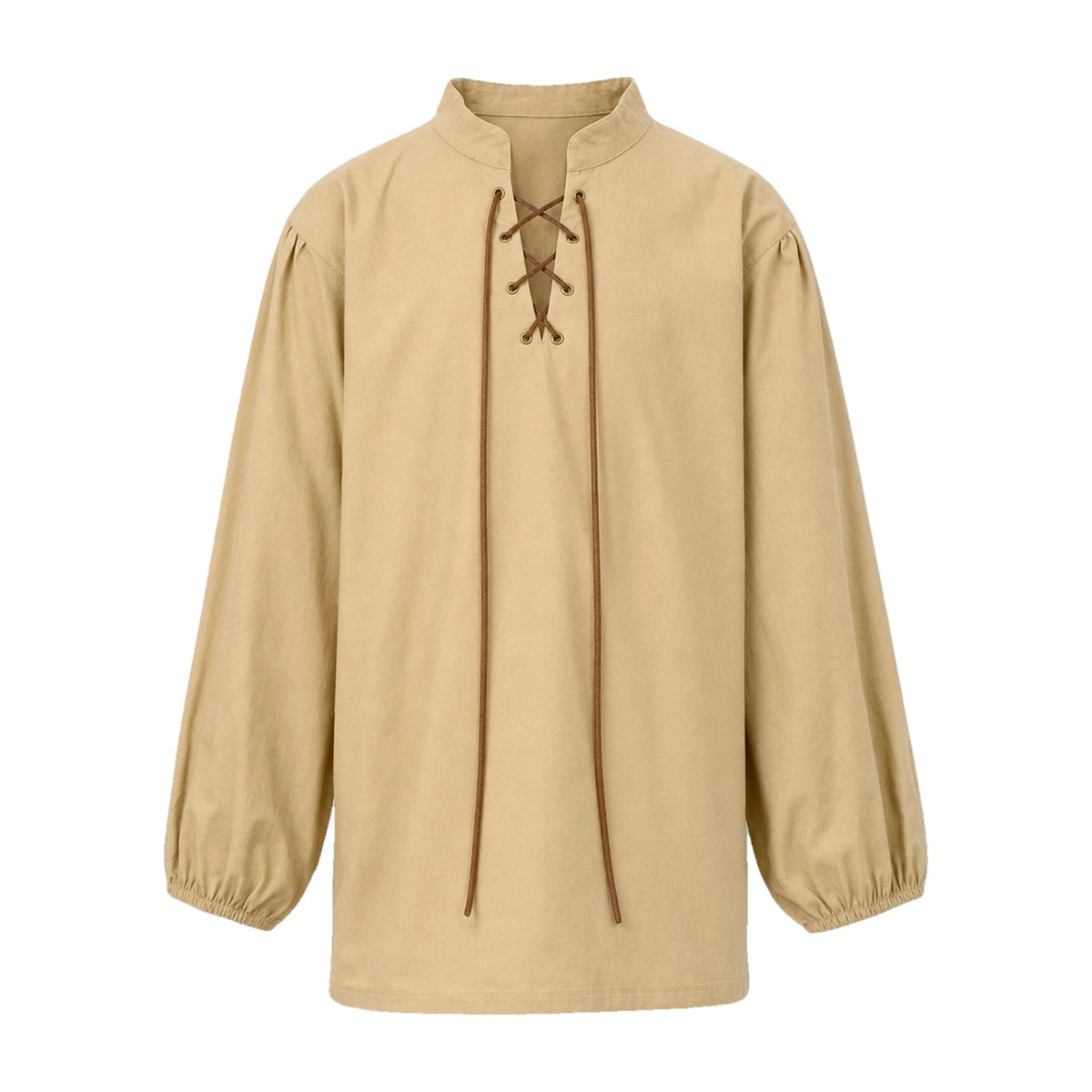 Khaki kids' stand-collar shirt