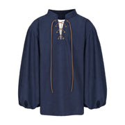 Navy kids' stand-collar shirt