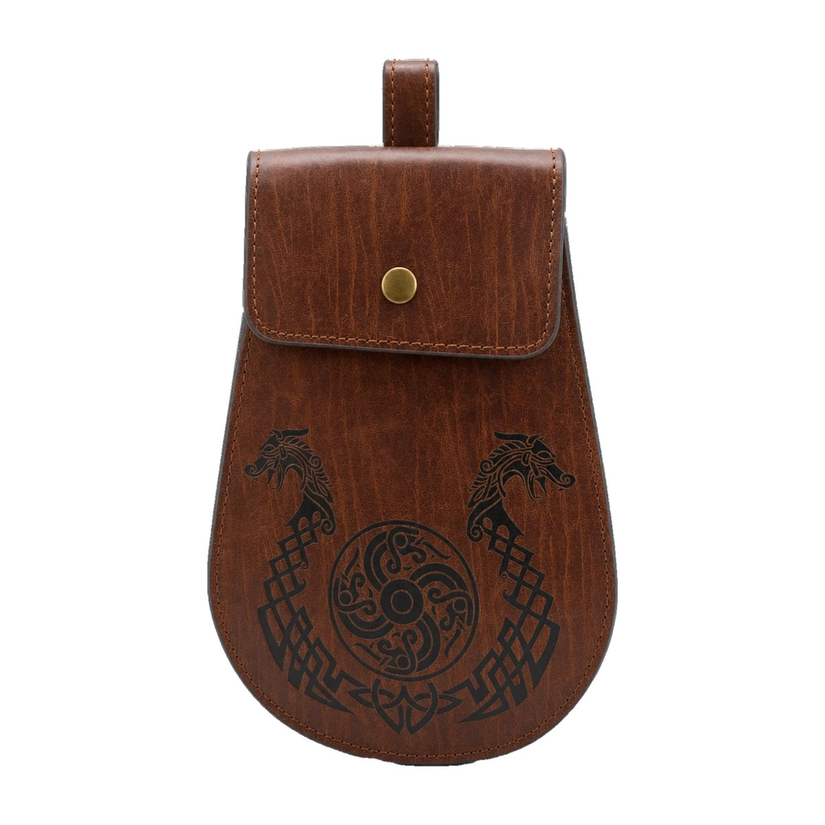 Brown knotwork dragon belt pouch