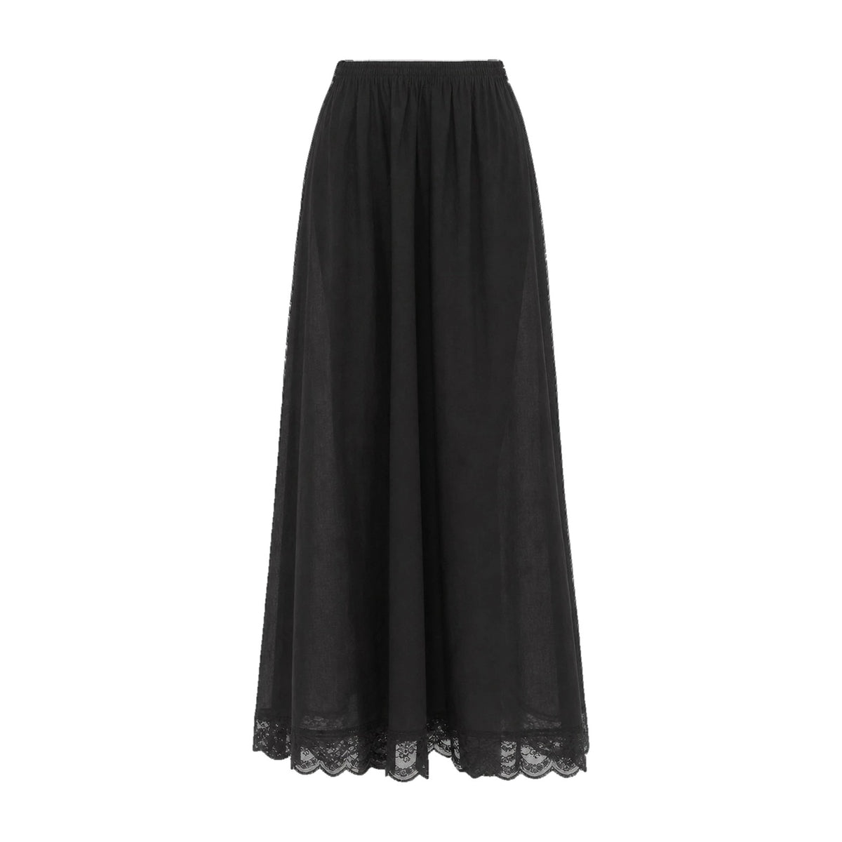 Black lace-hem cotton petticoat
