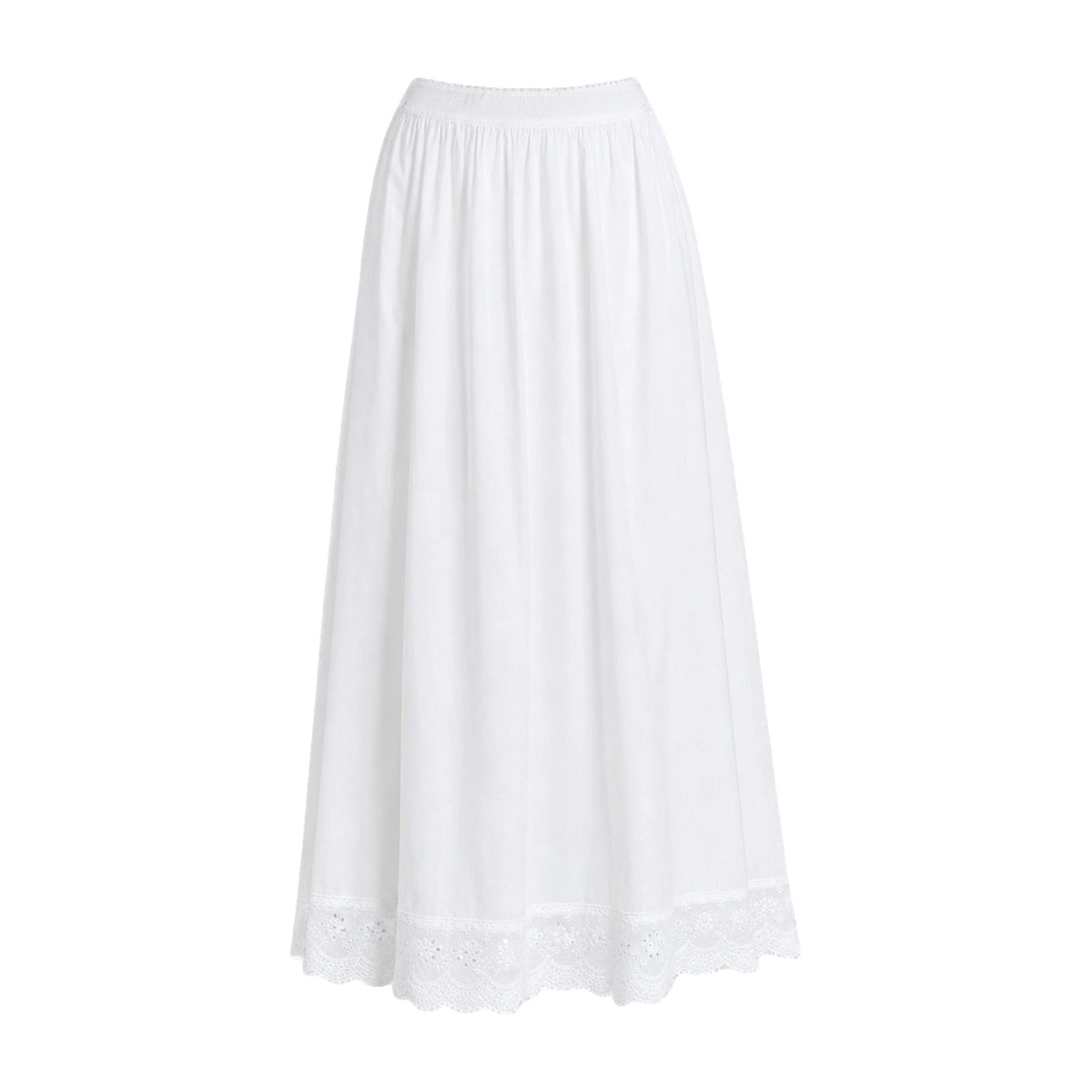 White lace-hem cotton petticoat