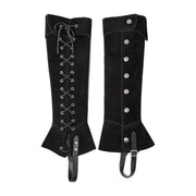 Black lace-up studded gaiters