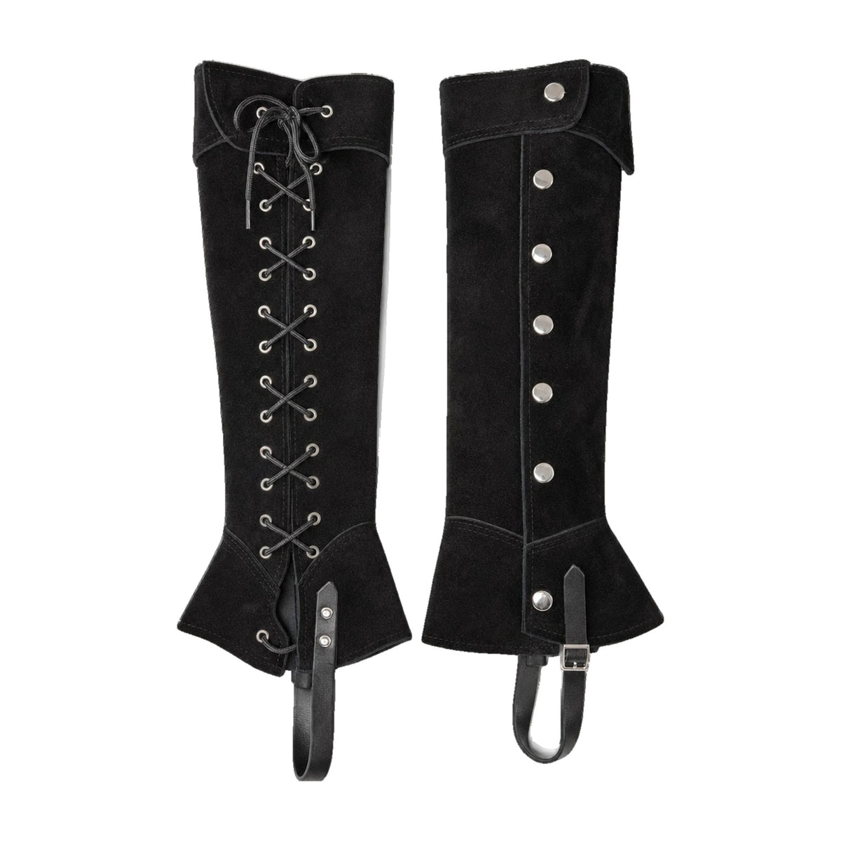 Black lace-up studded gaiters