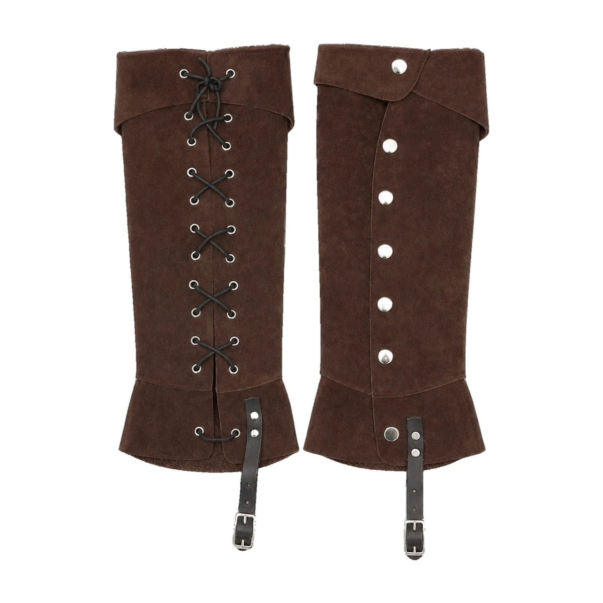 Coffee lace-up studded gaiters