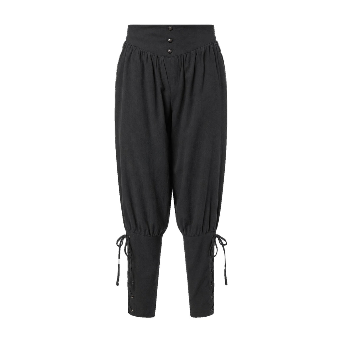 Black laced trousers with ankle ties